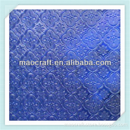 blue patterned glass flora